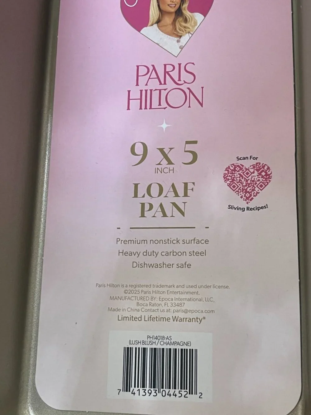 Paris Hilton Loaf Pan 9x5 Nonstick Baking Bread Pan NWT